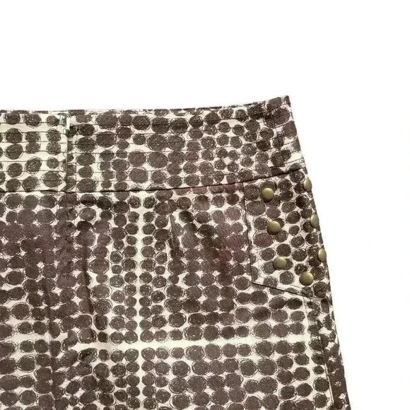 Ideology Women's Ivory & Brown Poly Circle Print Straight Skirt w Stud Accents - Picture 11 of 14